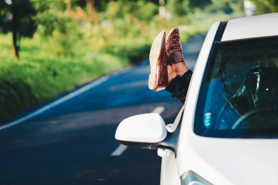 Relaxed man in car